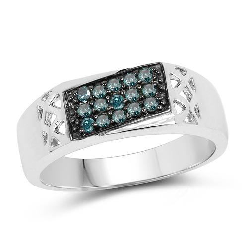 Diamond-0.23 Carat Genuine Blue Diamond .925 Sterling Silver Ring
