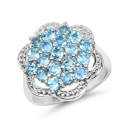 Rings-1.90 Carat Genuine Swiss Blue Topaz .925 Sterling Silver Ring