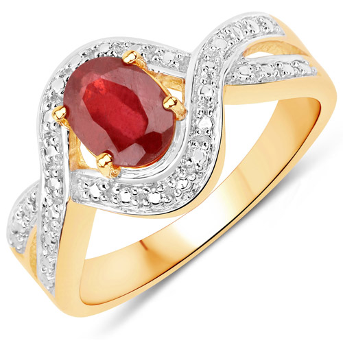 Ruby-1.00 Carat Glass Filled Ruby .925 Sterling Silver Ring