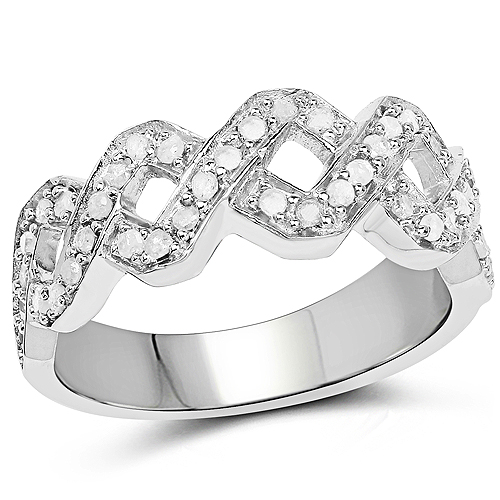 Diamond-0.40 Carat Genuine White Diamond .925 Sterling Silver Ring