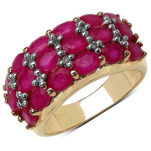 Ruby-4.01 Carat Glass Filled Ruby and White Topaz .925 Sterling Silver Ring