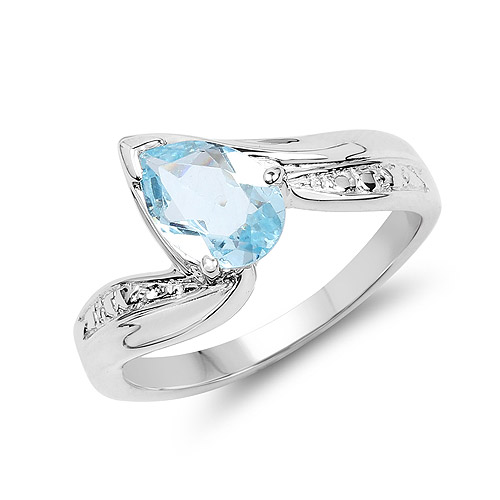 Rings-1.30 Carat Genuine Blue Topaz .925 Sterling Silver Ring