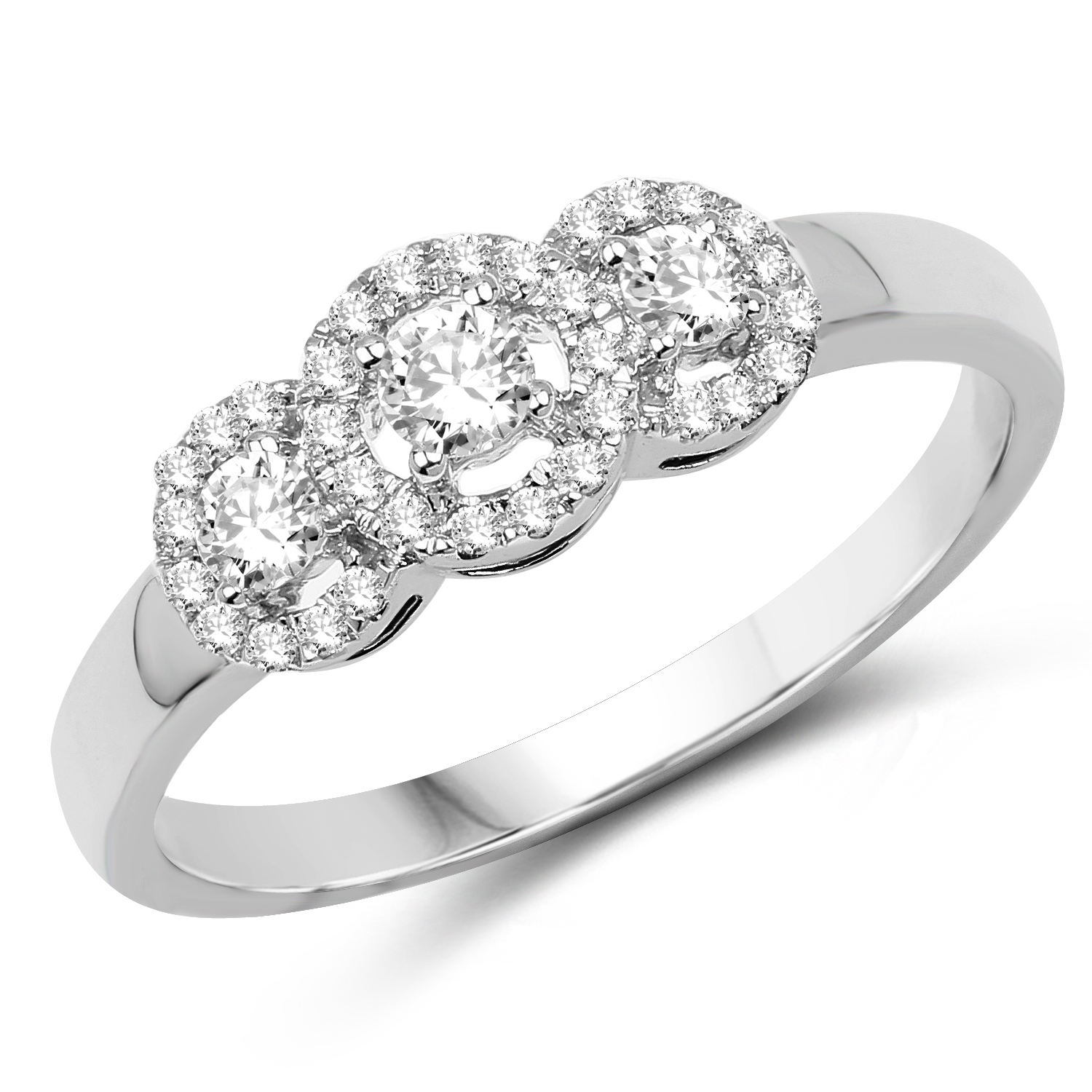 0.32 Carat Genuine White Diamond 14K White Gold Ring (G-H Color, SI1-SI2 Clarity)