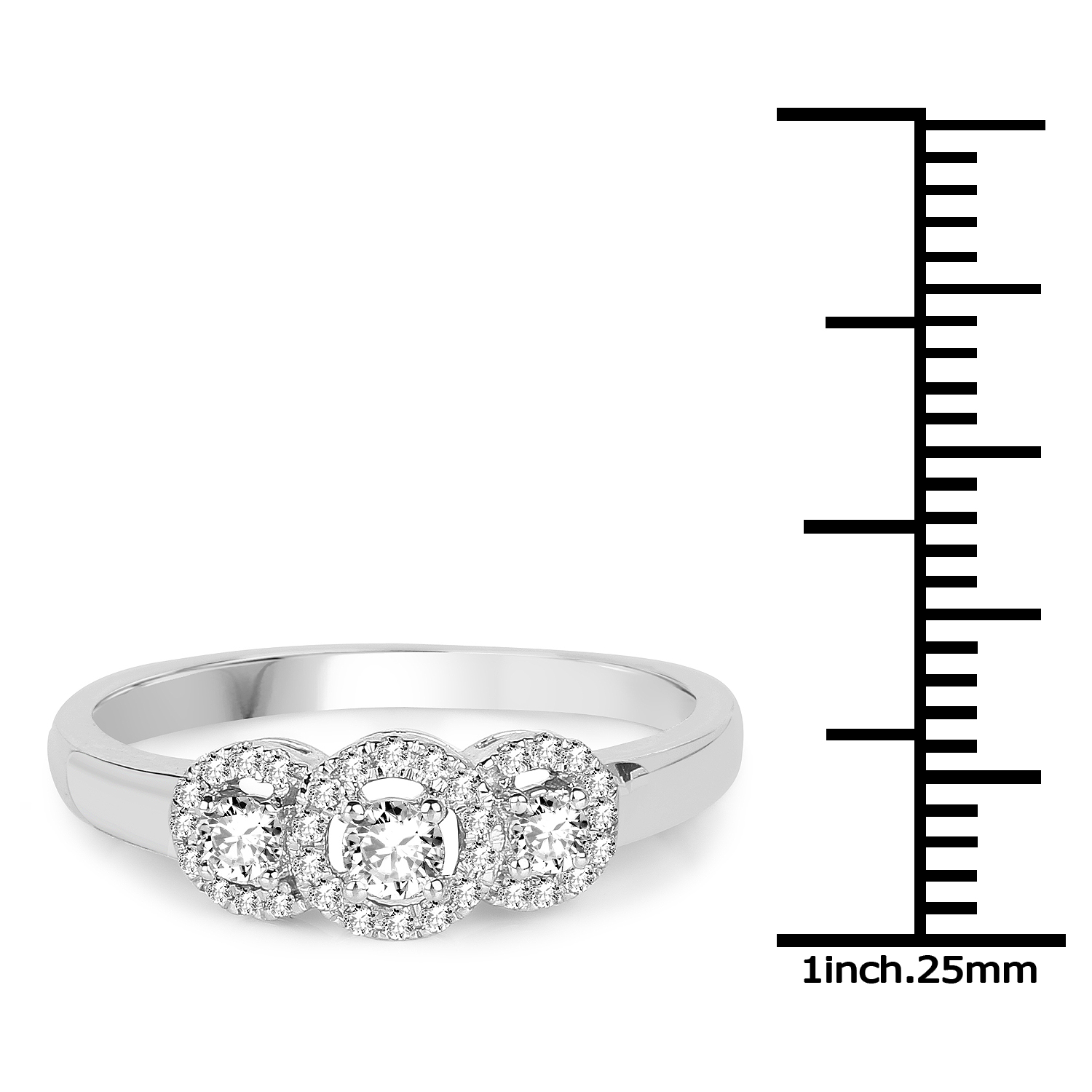 0.32 Carat Genuine White Diamond 14K White Gold Ring (G-H Color, SI1-SI2 Clarity)