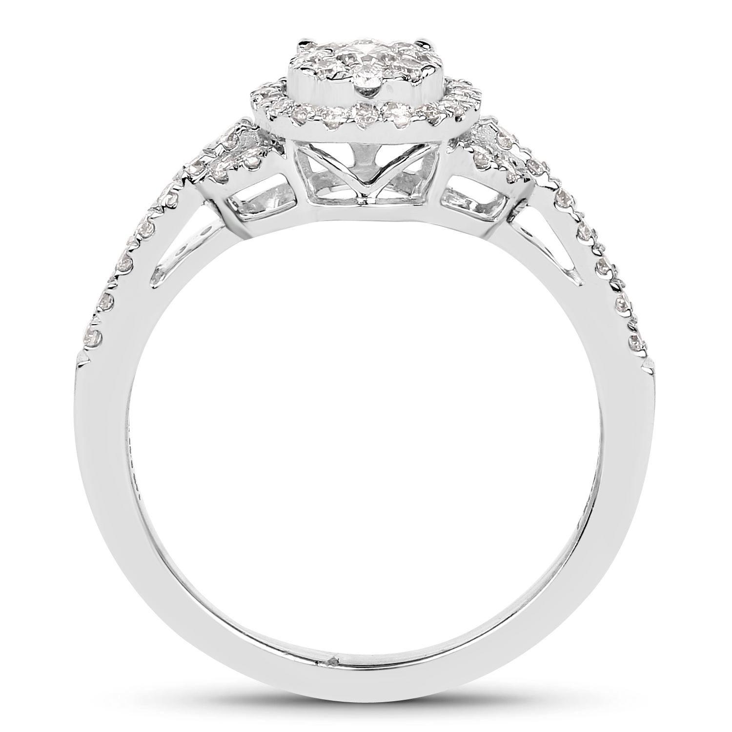 0.46 Carat Genuine White Diamond 14K White Gold Ring (G-H Color, SI1-SI2 Clarity)