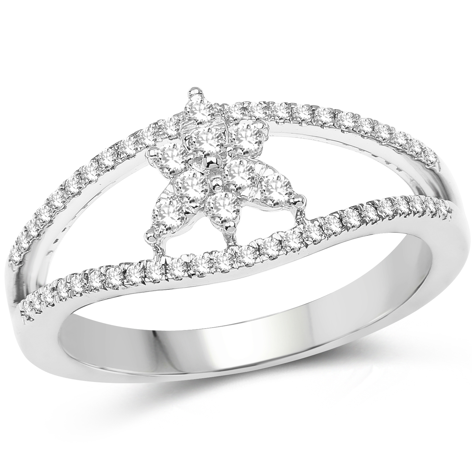 0.32 Carat Genuine White Diamond 14K White Gold Ring (G-H Color, SI1-SI2 Clarity)