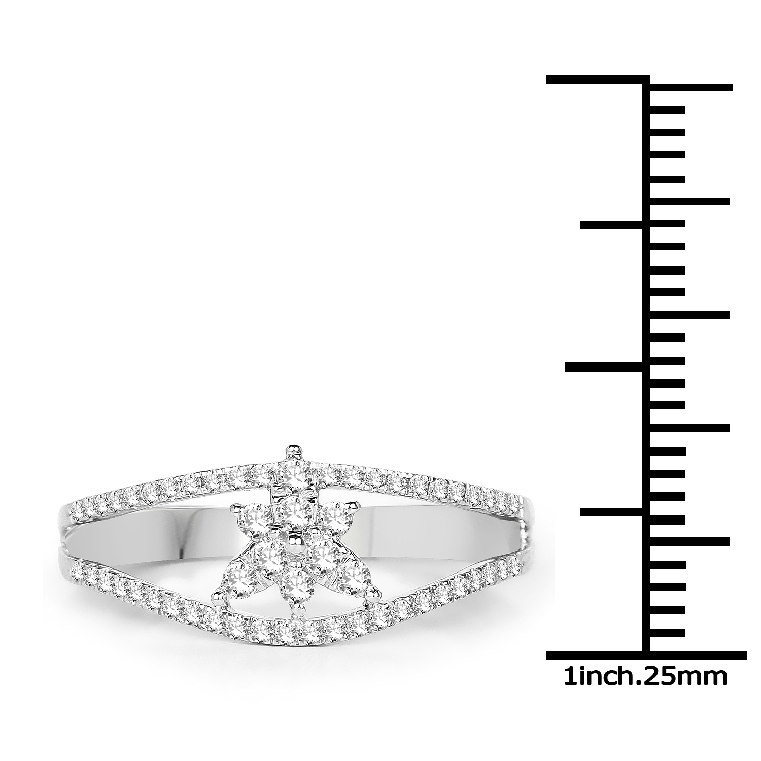 0.32 Carat Genuine White Diamond 14K White Gold Ring (G-H Color, SI1-SI2 Clarity)