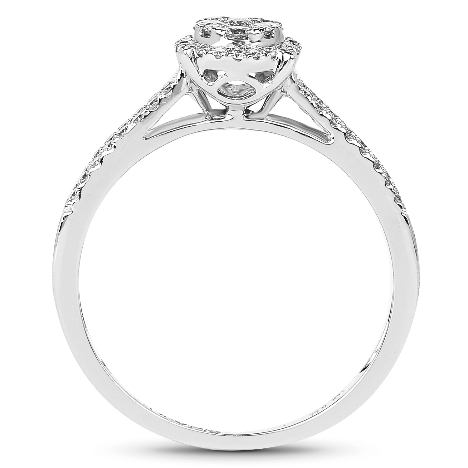 0.44 Carat Genuine White Diamond 14K White Gold Ring (G-H Color, SI1-SI2 Clarity)