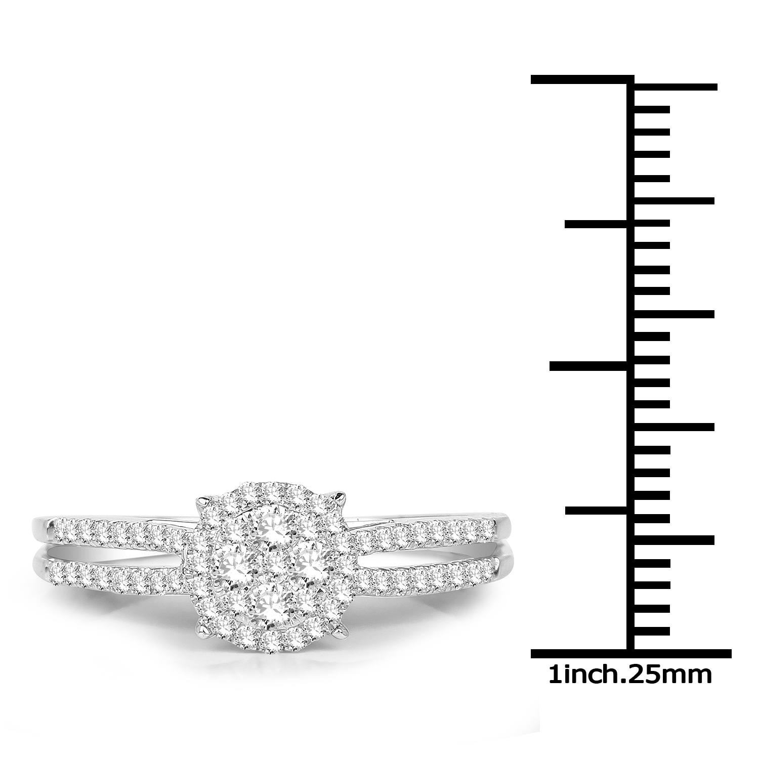 0.44 Carat Genuine White Diamond 14K White Gold Ring (G-H Color, SI1-SI2 Clarity)