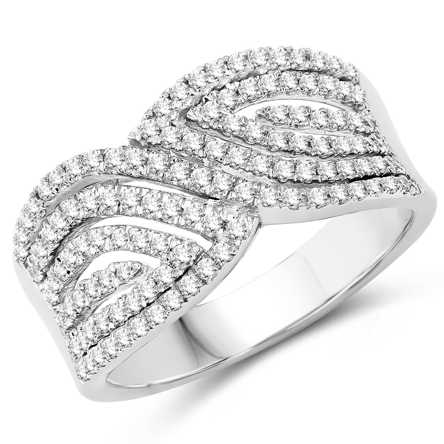 0.58 Carat Genuine White Diamond 14K White Gold Ring (E-F-G Color, SI1-SI2 Clarity)