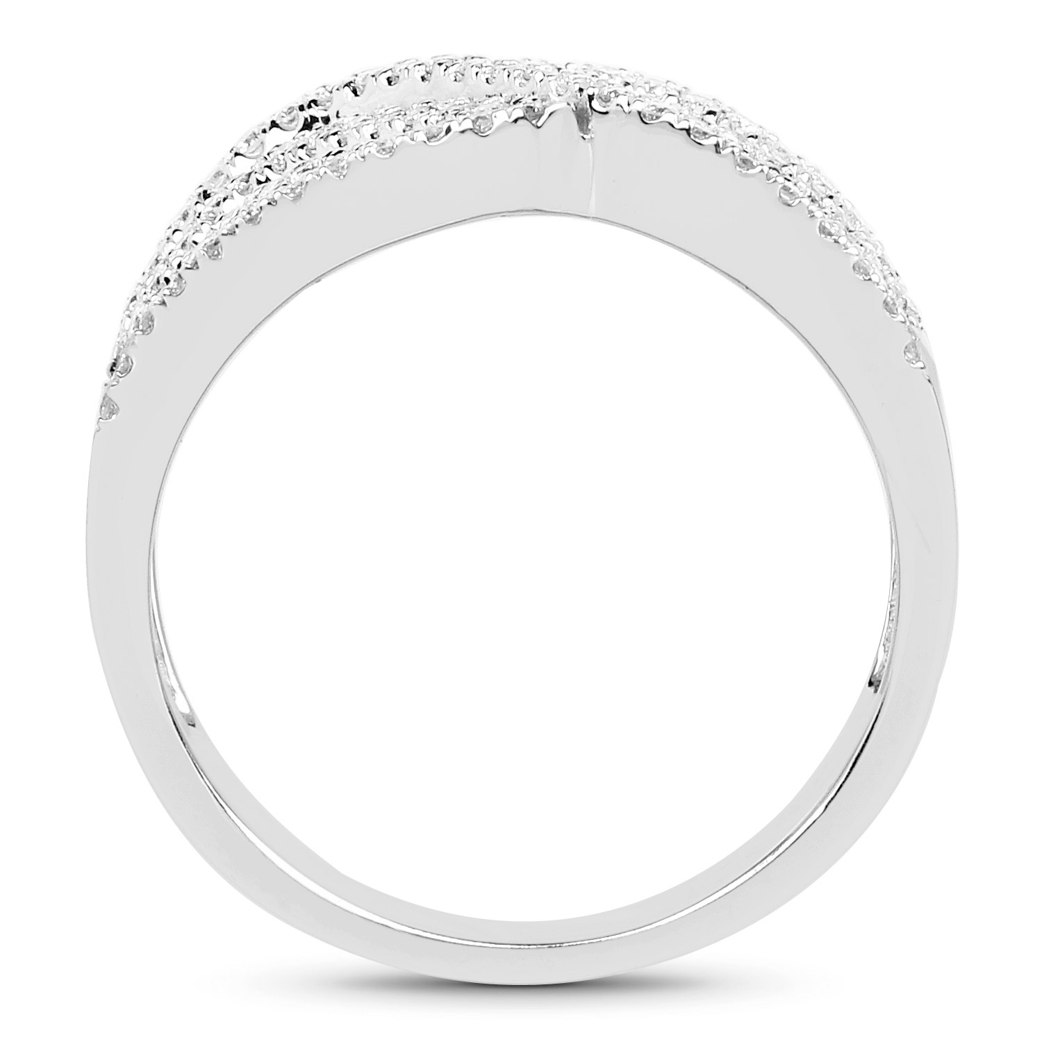0.58 Carat Genuine White Diamond 14K White Gold Ring (E-F-G Color, SI1-SI2 Clarity)