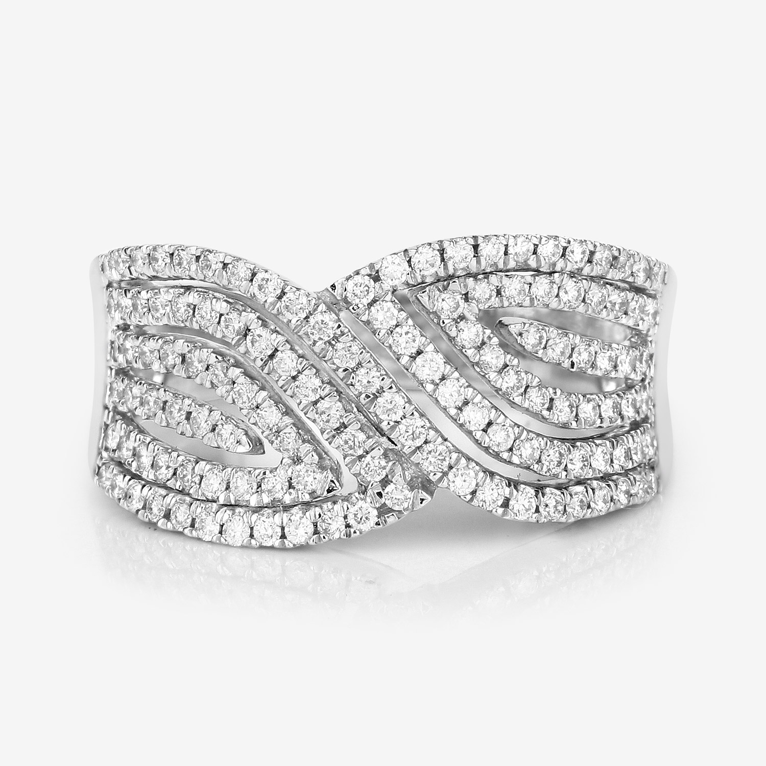 0.58 Carat Genuine White Diamond 14K White Gold Ring (E-F-G Color, SI1-SI2 Clarity)