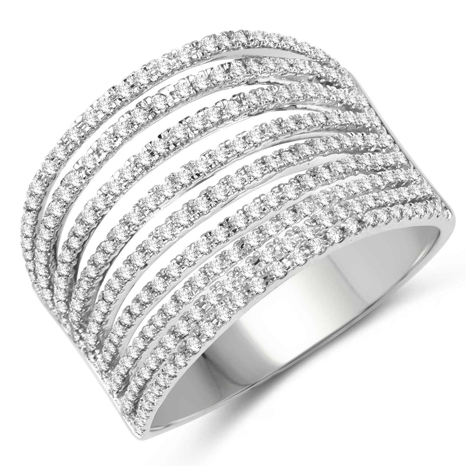 0.91 Carat Genuine White Diamond 14K White Gold Ring (G-H Color, SI1-SI2 Clarity)