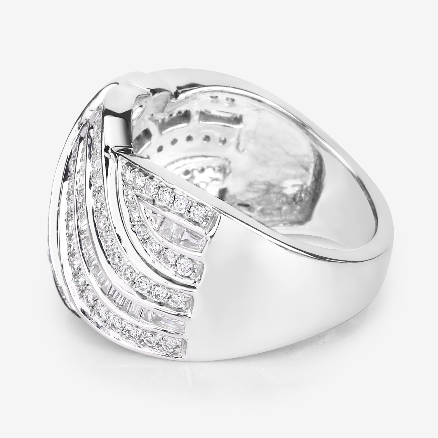 0.91 Carat Genuine White Diamond 14K White Gold Ring (E-F Color, SI1-SI2 Clarity)