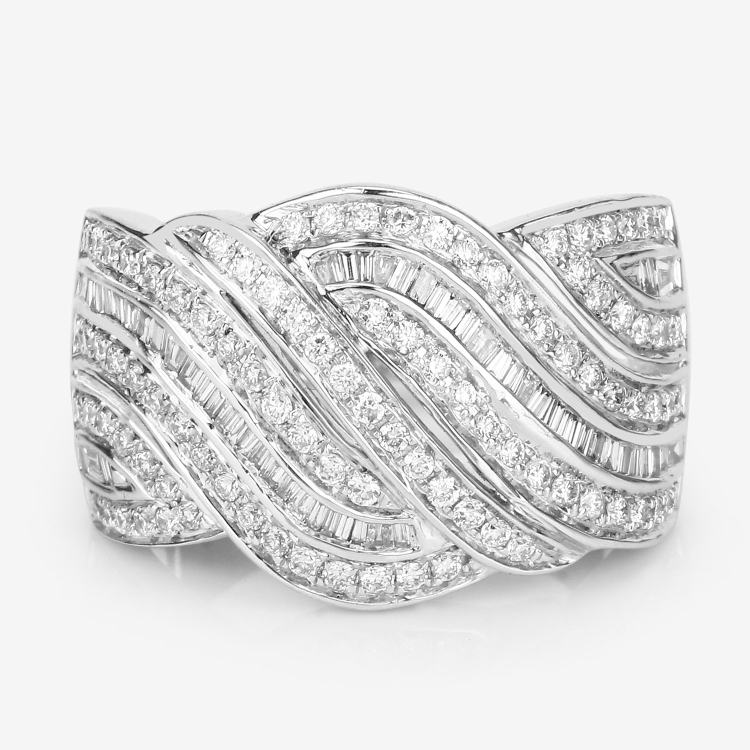 0.91 Carat Genuine White Diamond 14K White Gold Ring (E-F Color, SI1-SI2 Clarity)