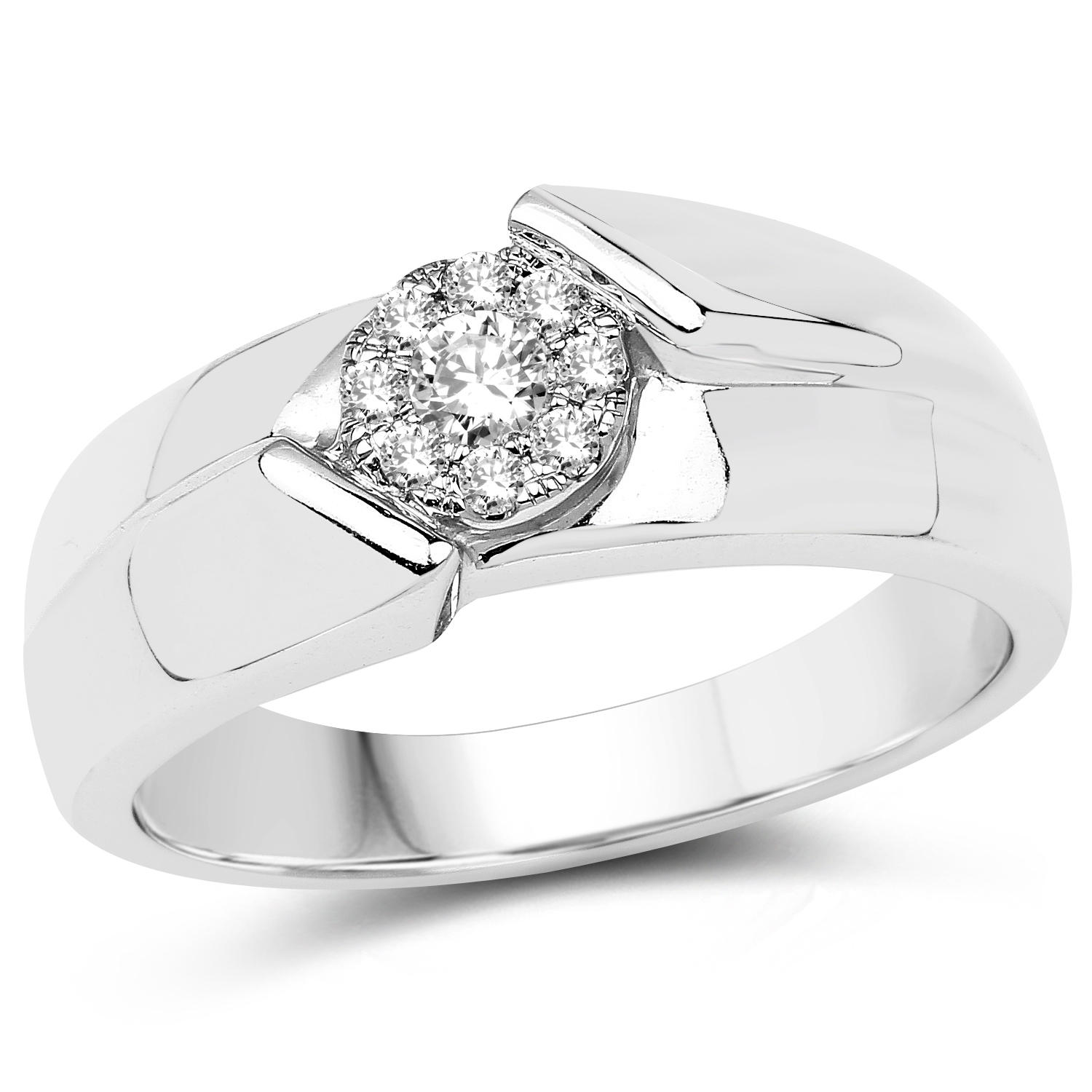 0.23 Carat Genuine White Diamond 14K White Gold Ring (G-H Color, SI1-SI2 Clarity)