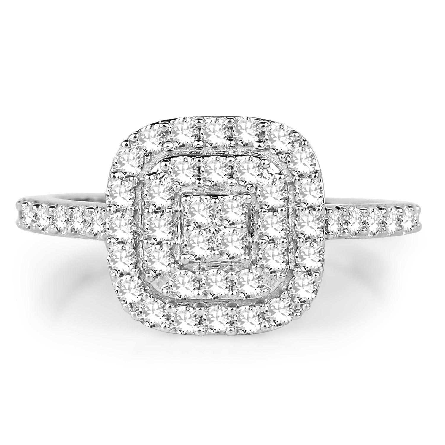 0.73 Carat Genuine White Diamond 14K White Gold Ring (G-H Color, SI1-SI2 Clarity)