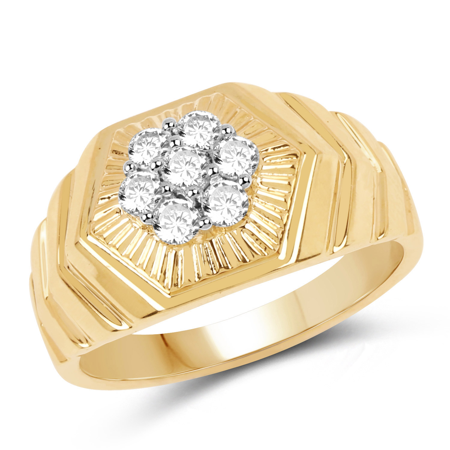 0.52 Carat Genuine White Diamond 14K Yellow Gold Ring (G-H Color, SI1-SI2 Clarity)