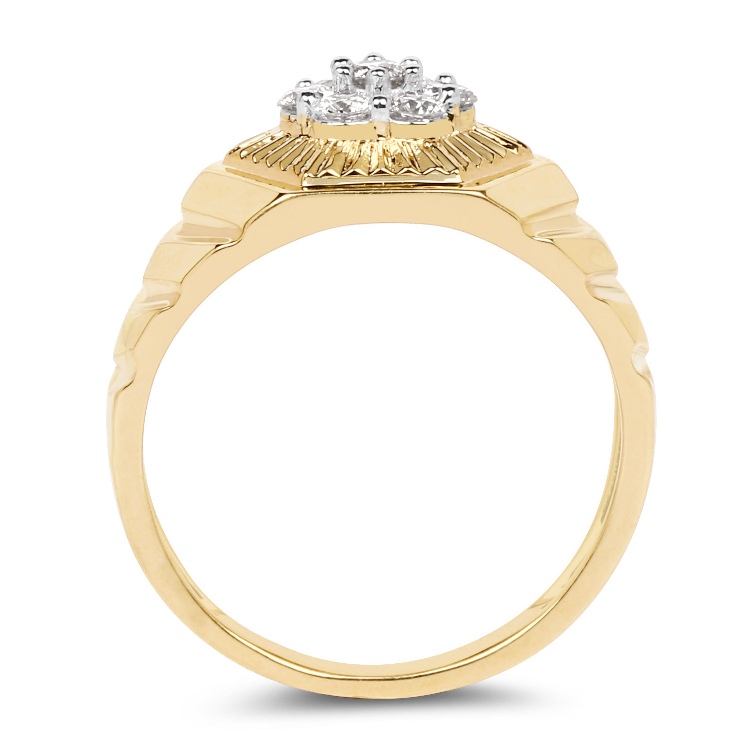 0.52 Carat Genuine White Diamond 14K Yellow Gold Ring (G-H Color, SI1-SI2 Clarity)