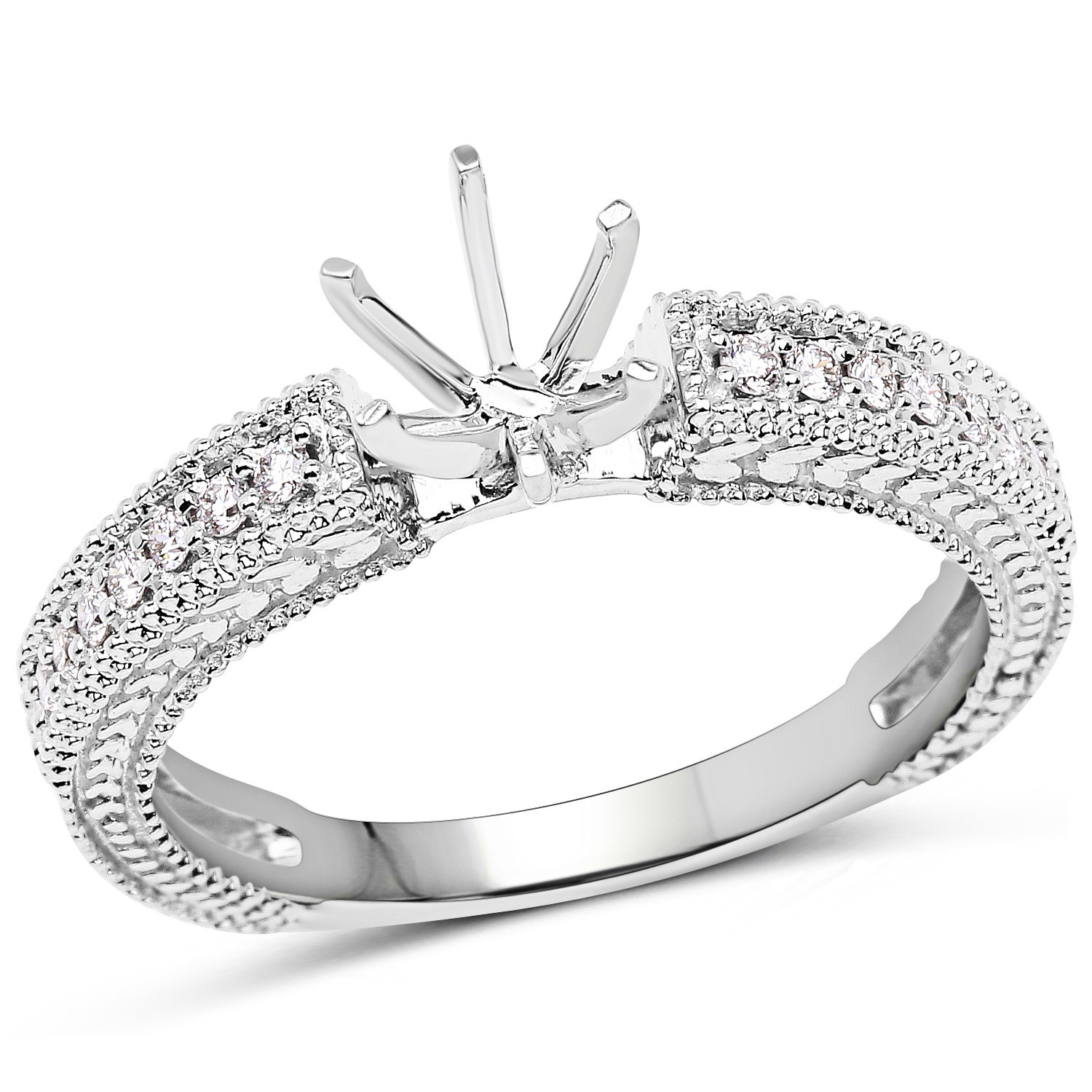 0.15 Carat Genuine White Diamond 14K White Gold Ring (G-H Color, SI1-SI2 Clarity)