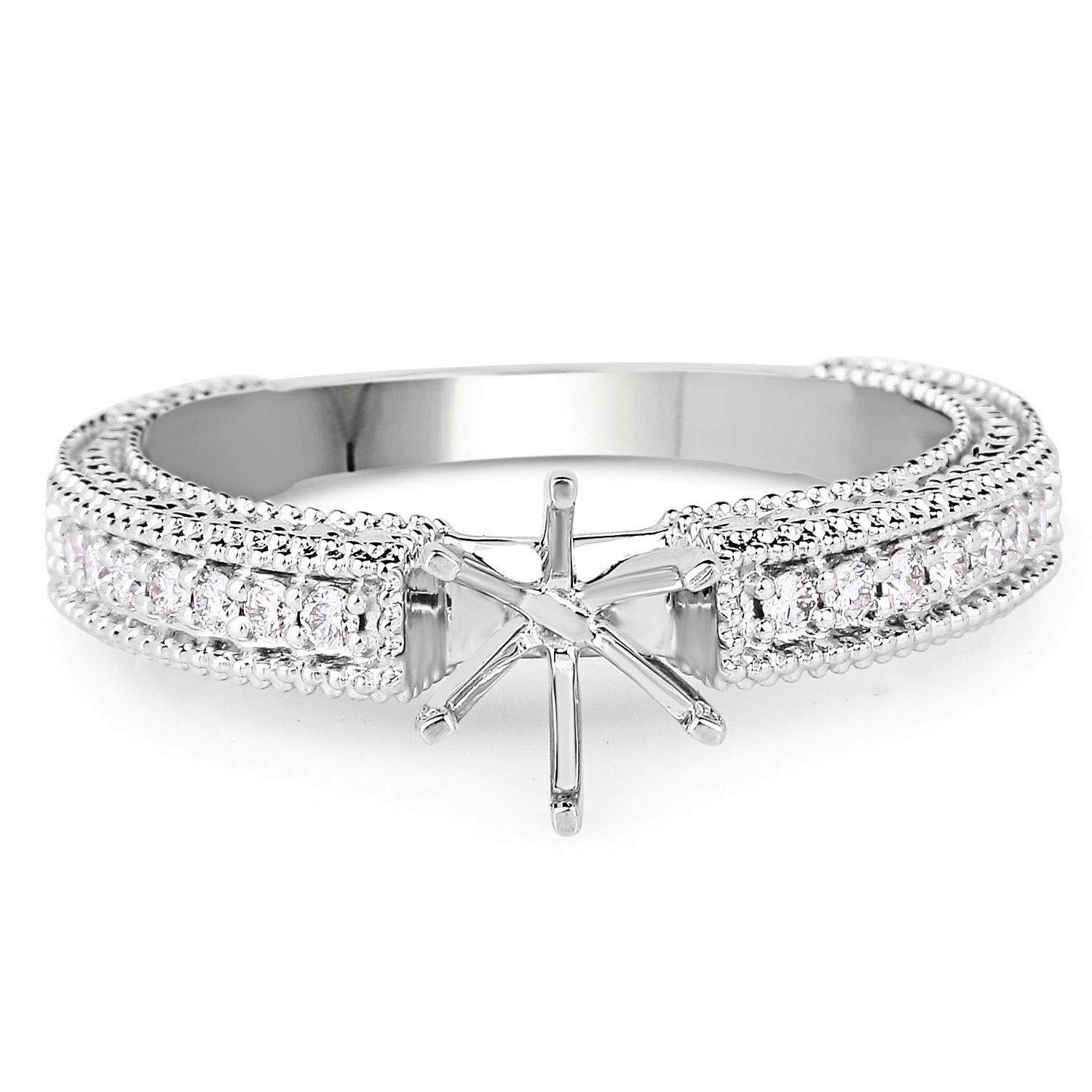 0.15 Carat Genuine White Diamond 14K White Gold Ring (G-H Color, SI1-SI2 Clarity)