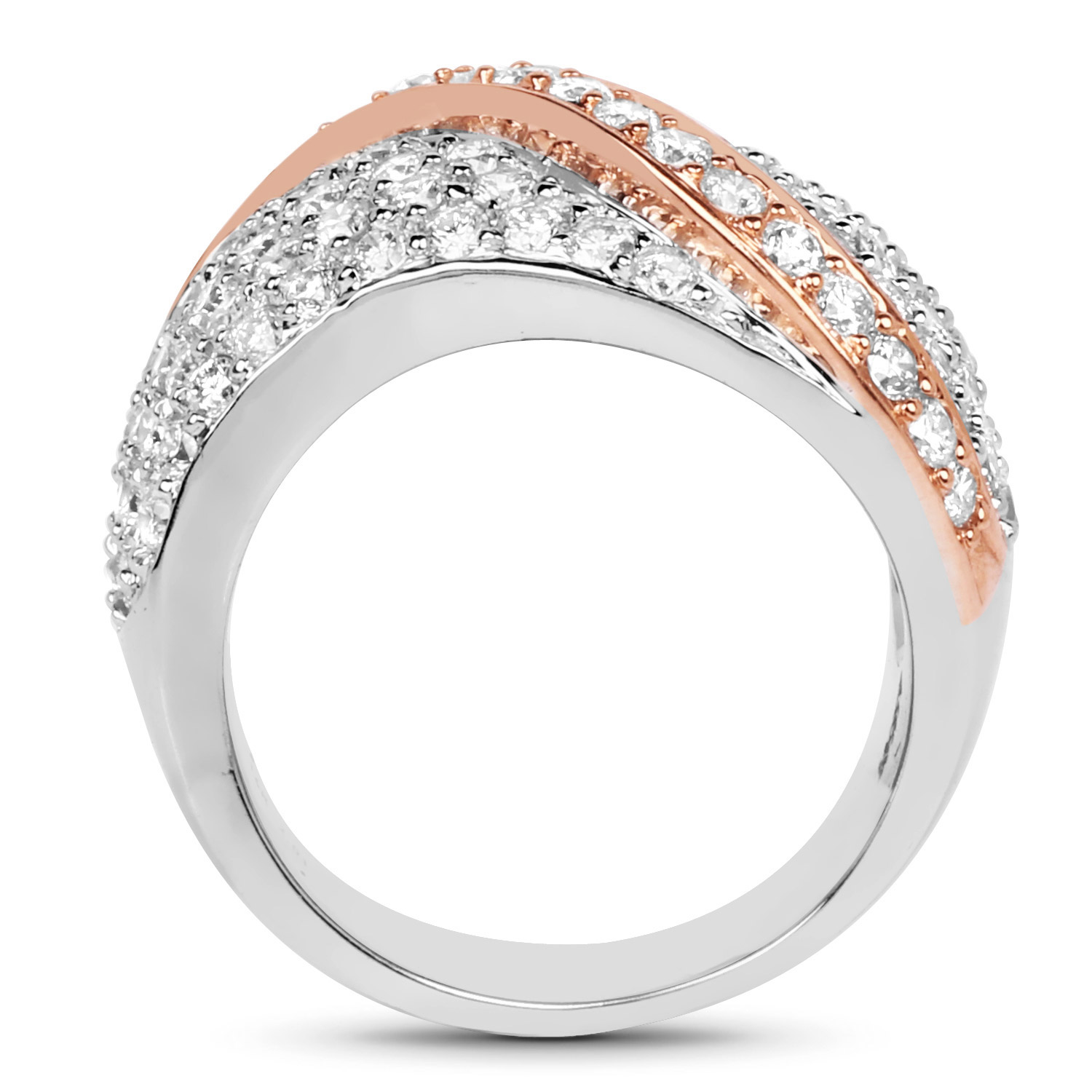 2.04 Carat Genuine White Diamond 14K White & Rose Gold Ring (G-H Color, SI1-SI2 Clarity)