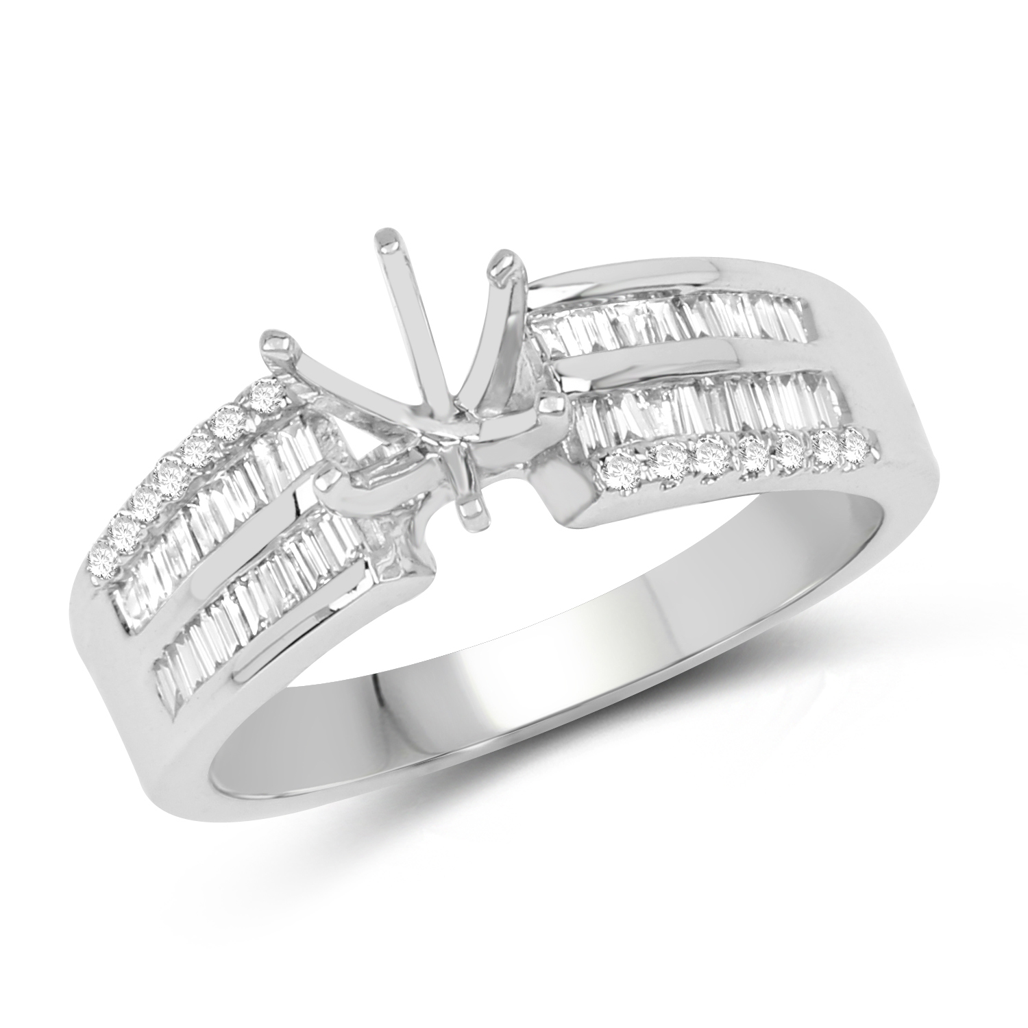 0.42 Carat Genuine White Diamond 14K White Gold Ring (G-H Color, SI1-SI2 Clarity)