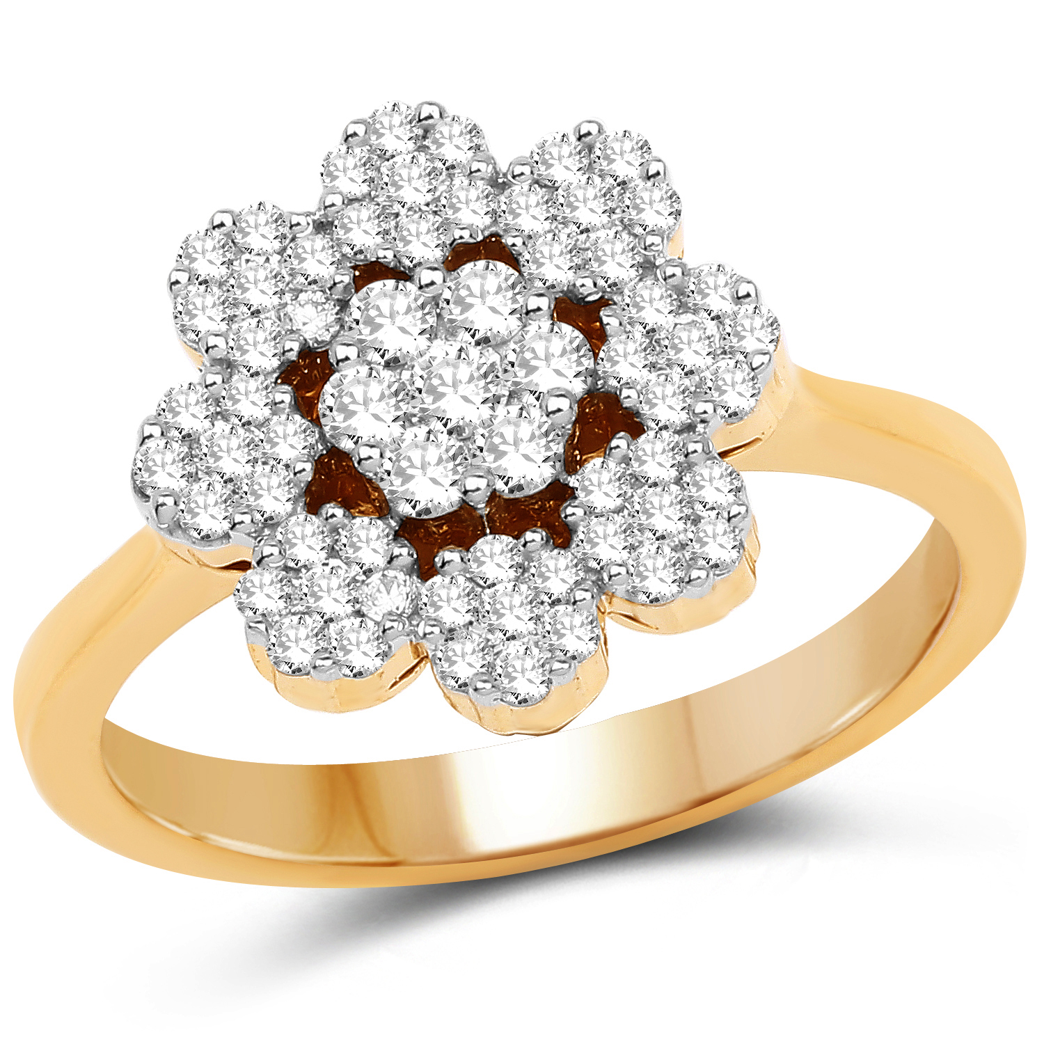 0.63 Carat Genuine White Diamond 14K Yellow Gold Ring (G-H Color, SI1-SI2 Clarity)