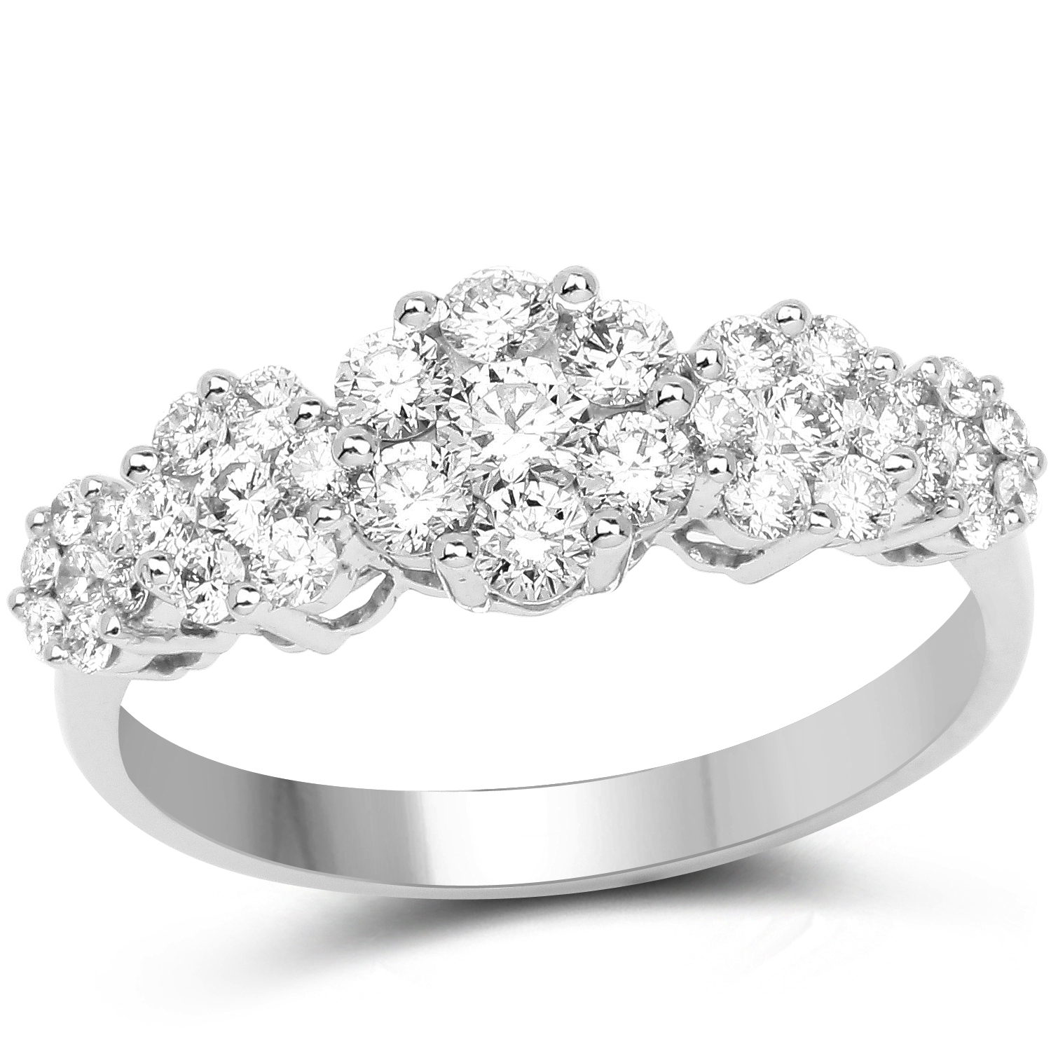 0.93 Carat Genuine White Diamond 14K White Gold Ring (G-H Color, SI1-SI2 Clarity)