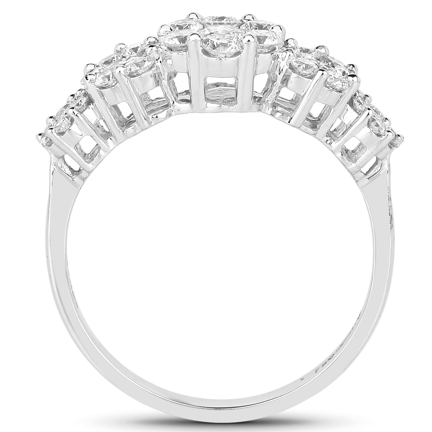 0.93 Carat Genuine White Diamond 14K White Gold Ring (G-H Color, SI1-SI2 Clarity)
