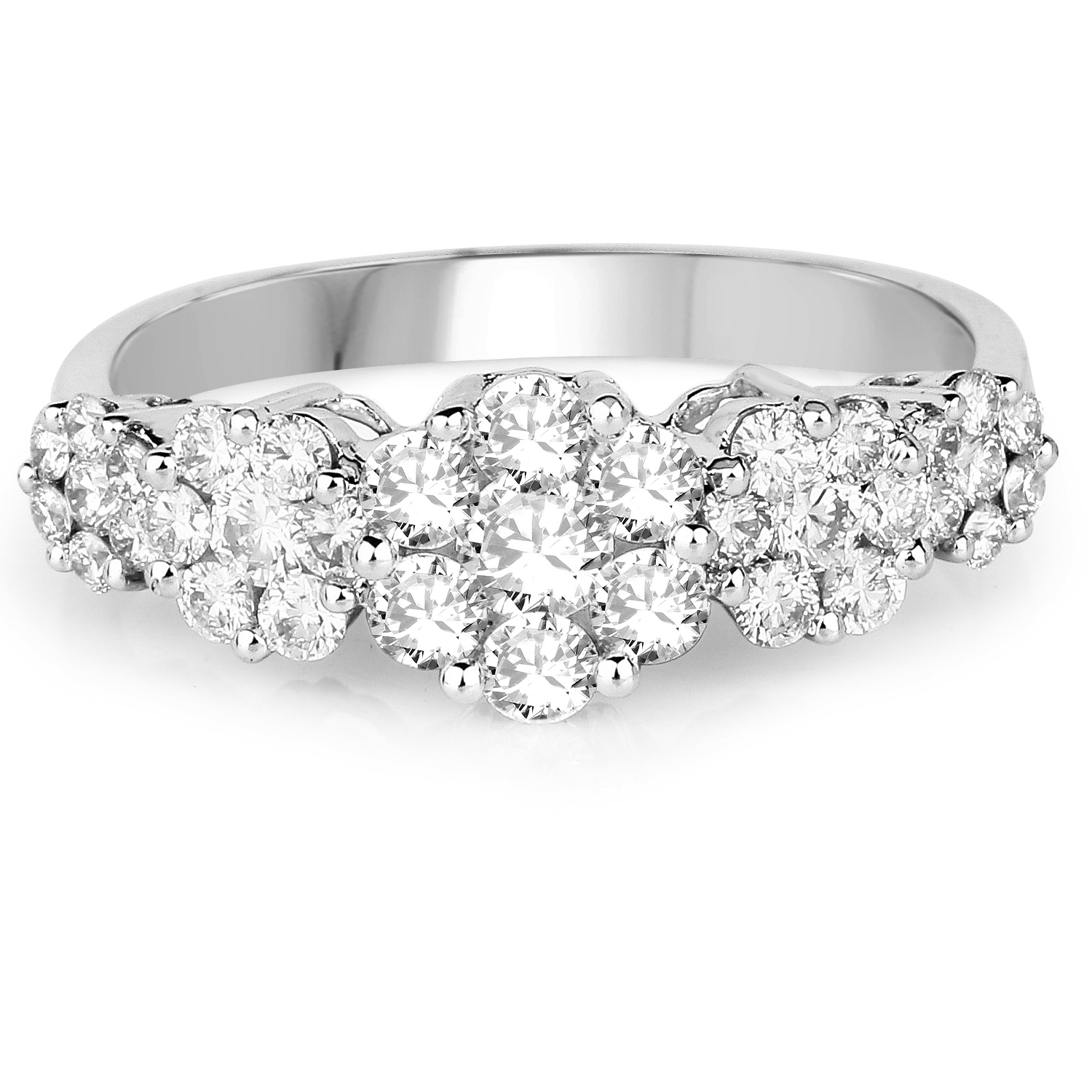 0.93 Carat Genuine White Diamond 14K White Gold Ring (G-H Color, SI1-SI2 Clarity)