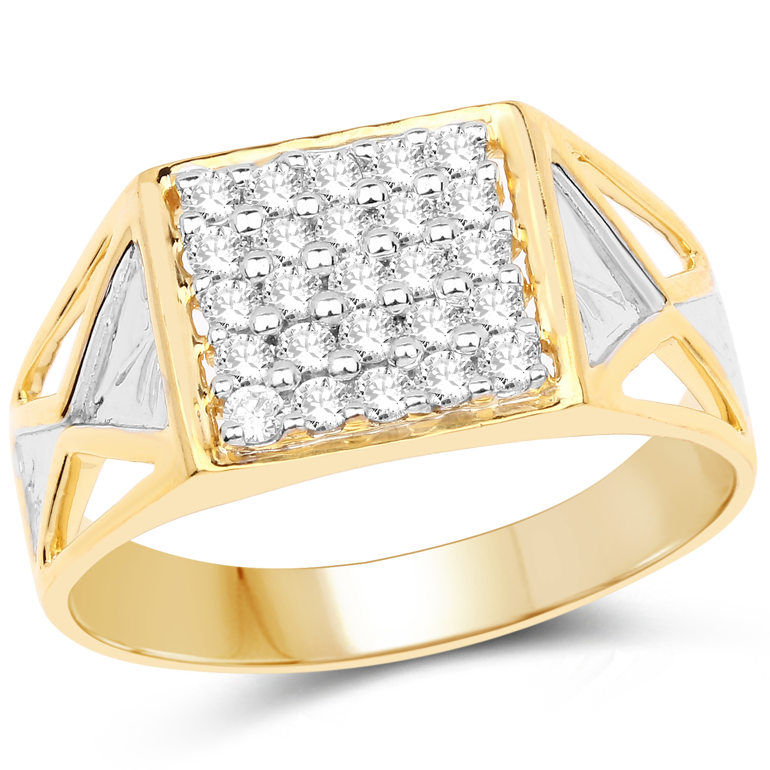 0.54 Carat Genuine White Diamond 14K White & Yellow Gold Ring (G-H Color, SI1-SI2 Clarity)