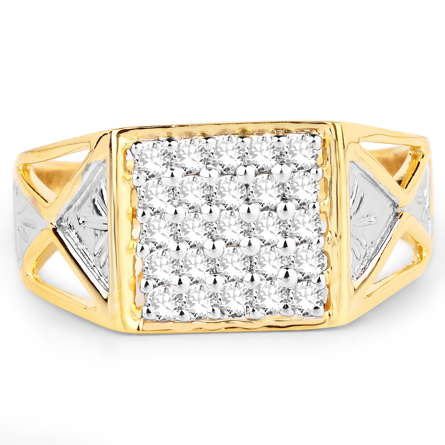 0.54 Carat Genuine White Diamond 14K White & Yellow Gold Ring (G-H Color, SI1-SI2 Clarity)