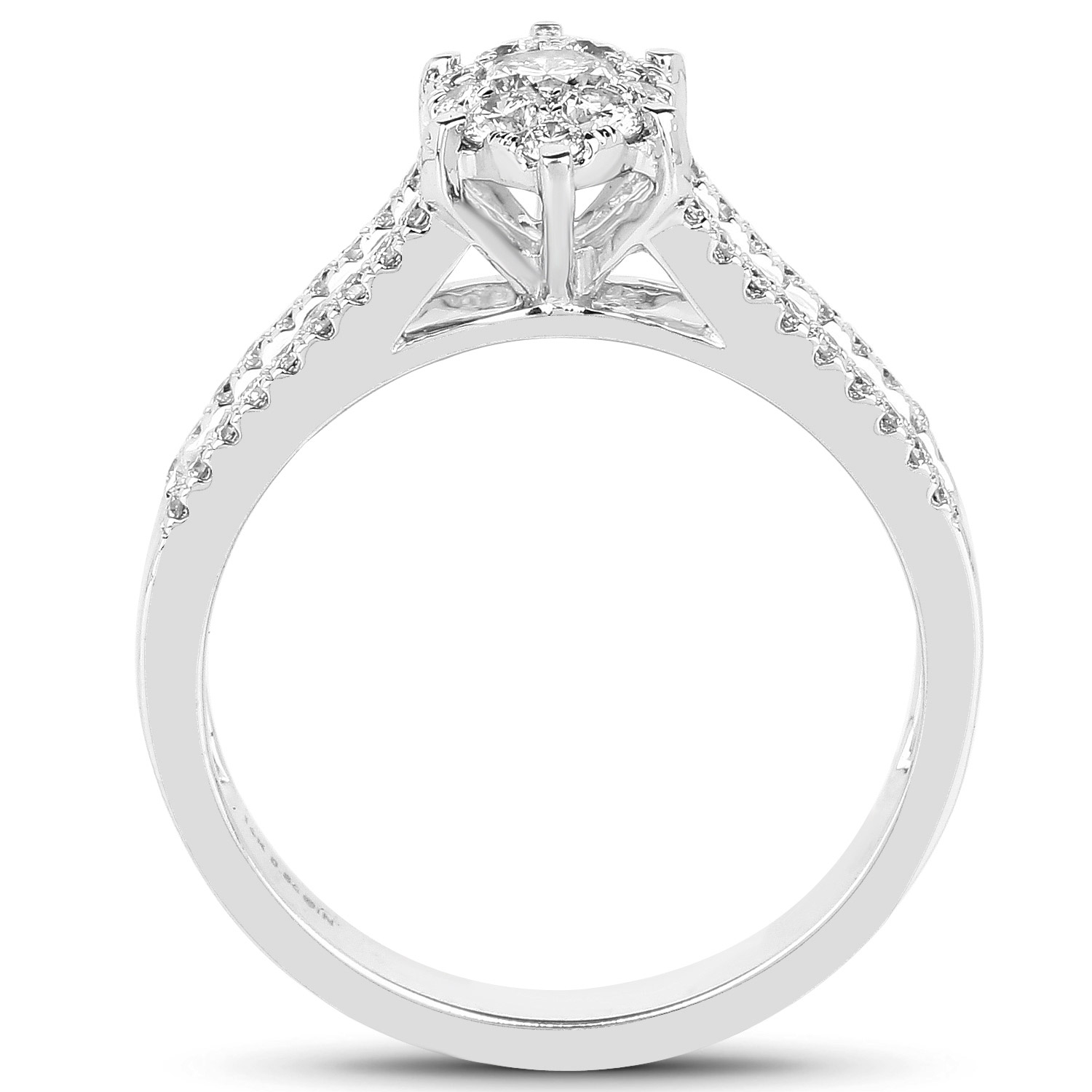 0.84 Carat Genuine White Diamond 14K White Gold Ring (G-H Color, SI1-SI2 Clarity)
