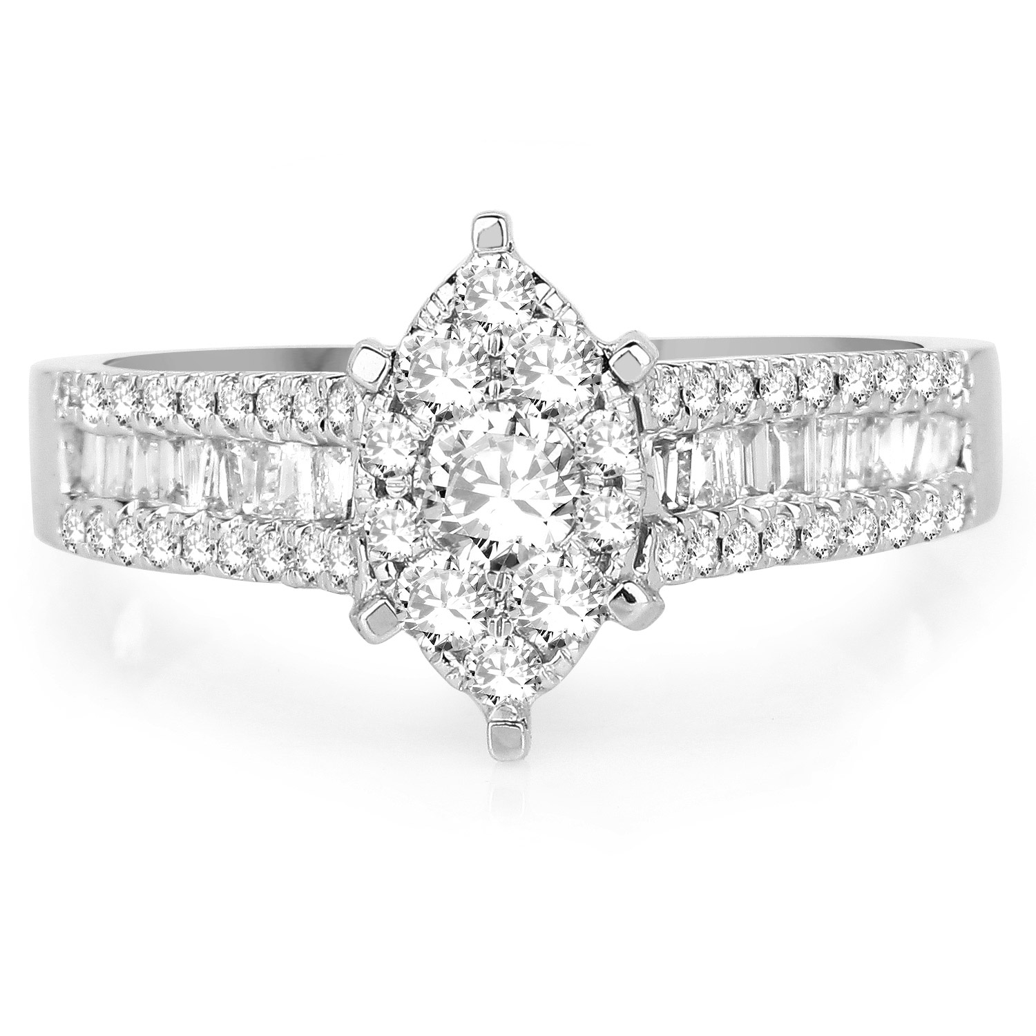 0.84 Carat Genuine White Diamond 14K White Gold Ring (G-H Color, SI1-SI2 Clarity)