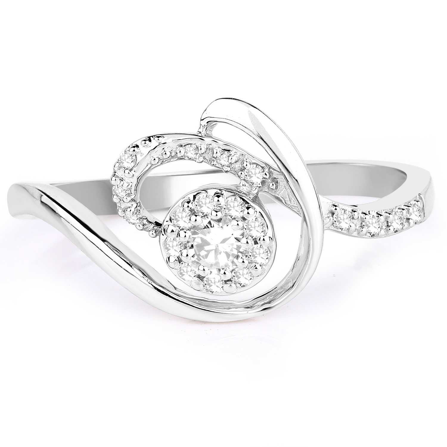 0.17 Carat Genuine White Diamond 14K White Gold Ring (G-H Color, SI1-SI2 Clarity)