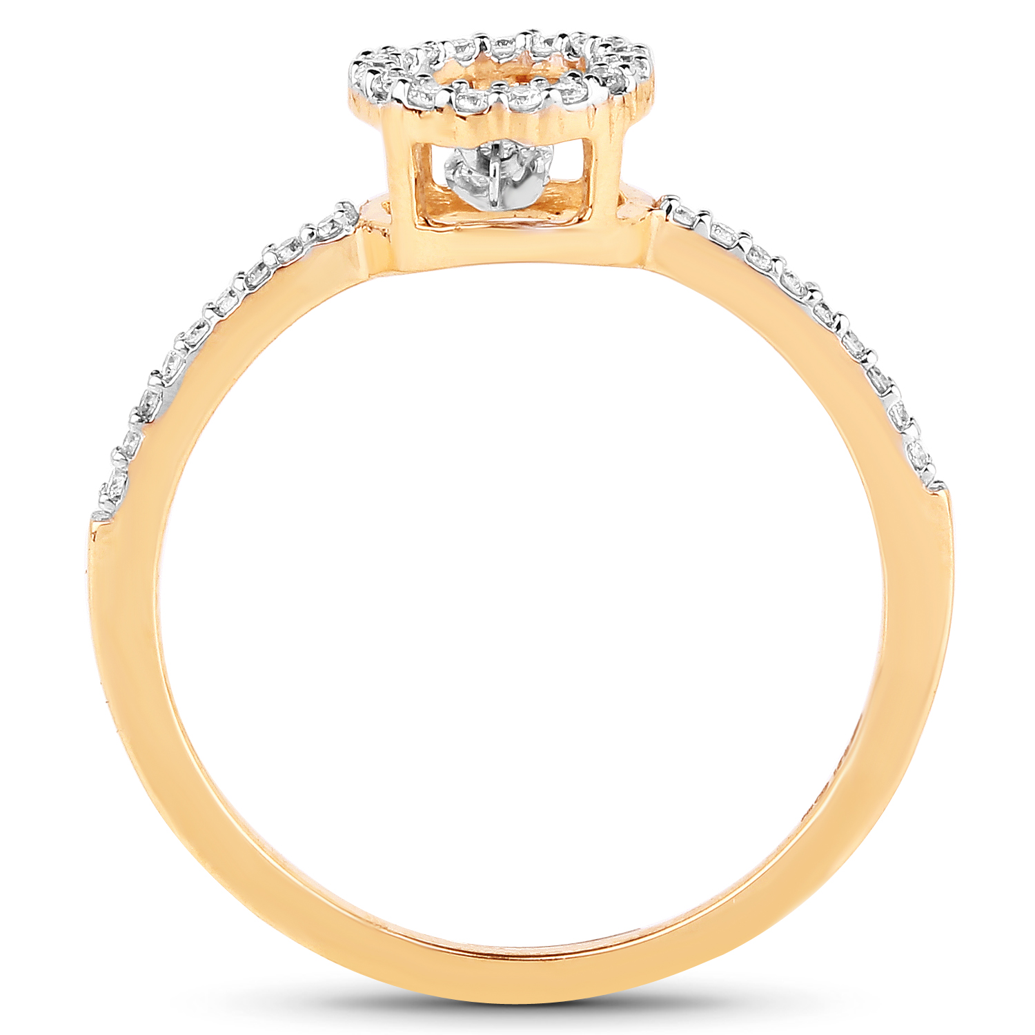 0.21 Carat Genuine White Diamond 14K Yellow Gold Ring (G-H Color, SI1-SI2 Clarity)