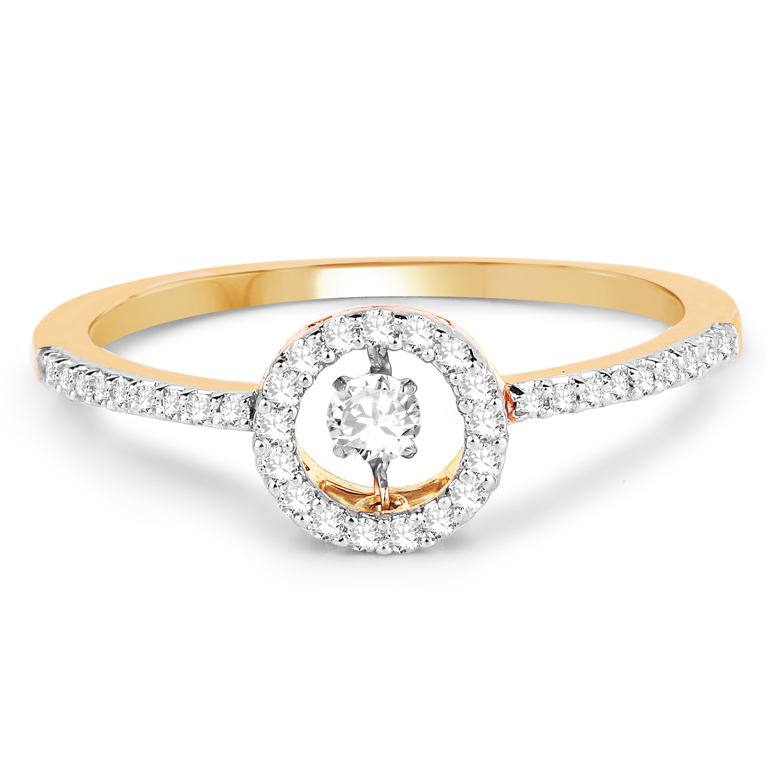 0.21 Carat Genuine White Diamond 14K Yellow Gold Ring (G-H Color, SI1-SI2 Clarity)