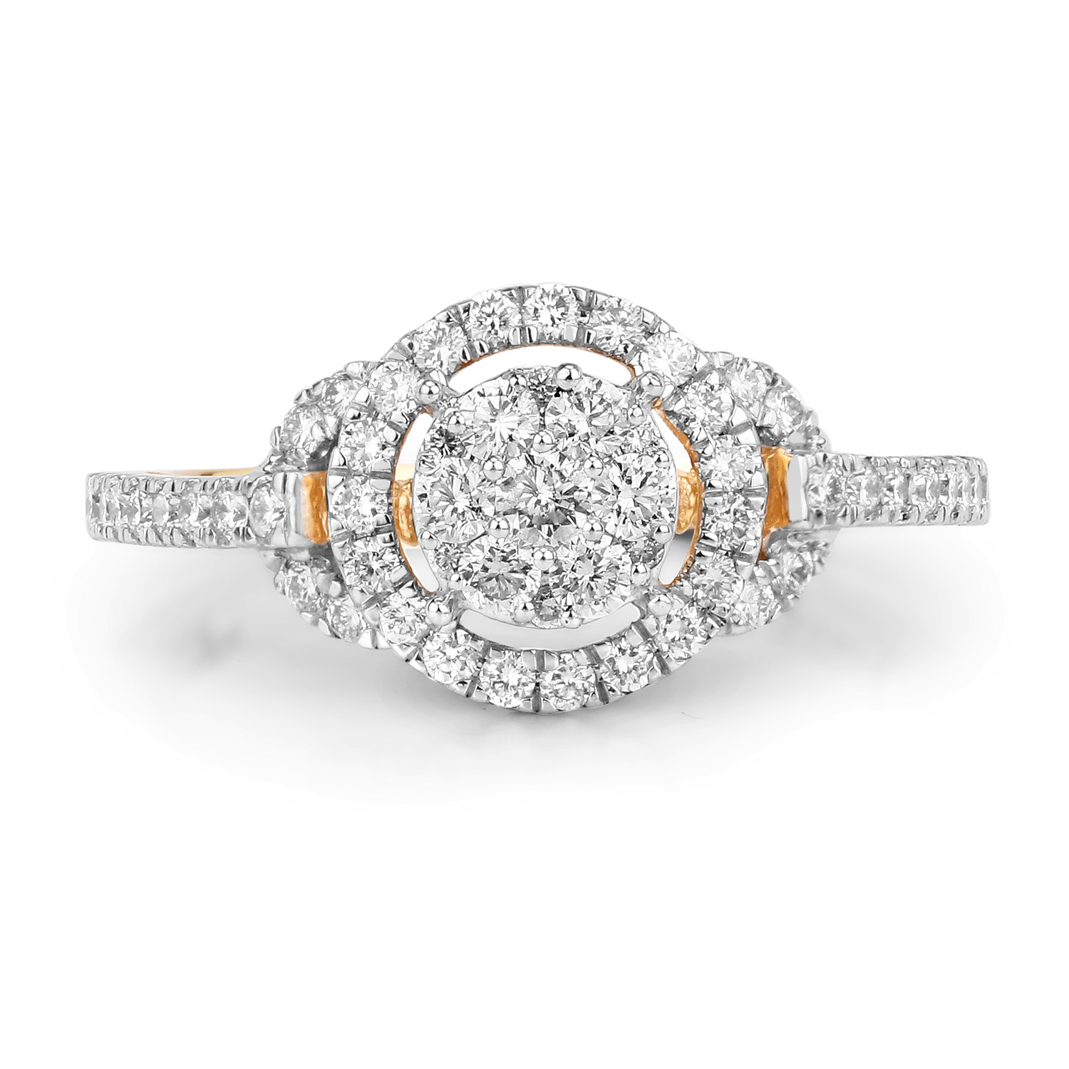 0.63 Carat Genuine White Diamond 14K Yellow Gold Ring (E-F Color, SI1-SI2 Clarity)