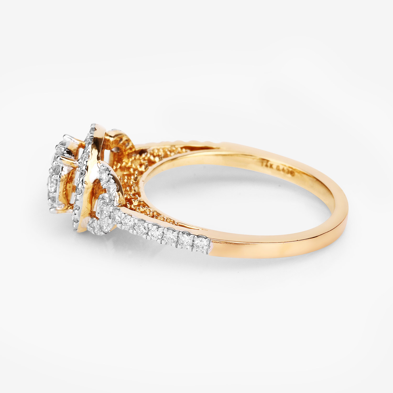 0.63 Carat Genuine White Diamond 14K Yellow Gold Ring (E-F Color, SI1-SI2 Clarity)