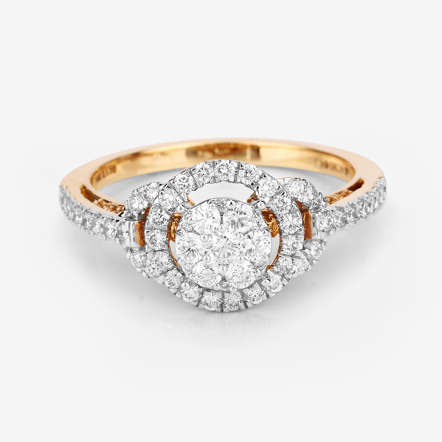 0.63 Carat Genuine White Diamond 14K Yellow Gold Ring (E-F Color, SI1-SI2 Clarity)