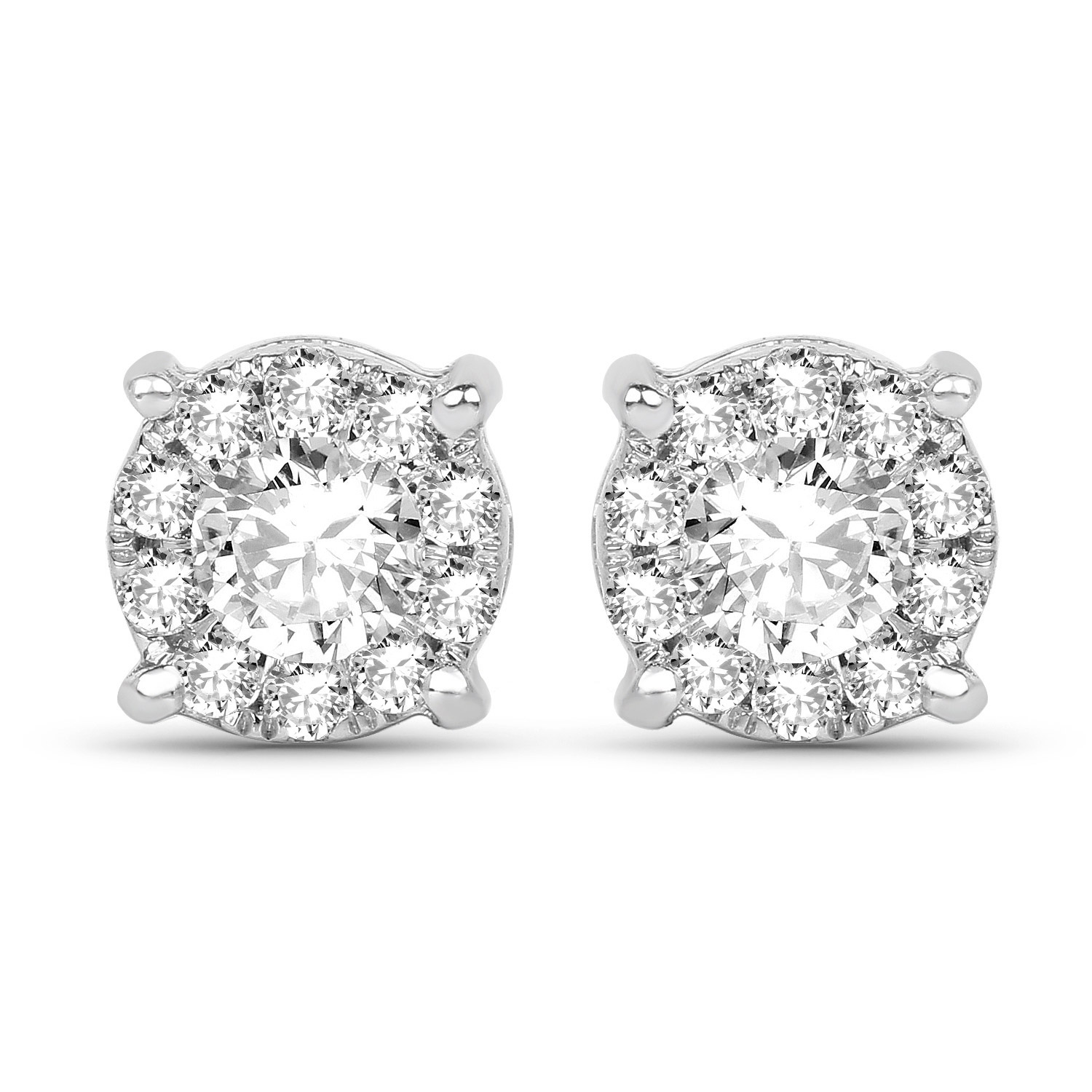 0.30 Carat Genuine White Diamond 14K White Gold Earrings (G-H Color, SI1-SI2 Clarity)