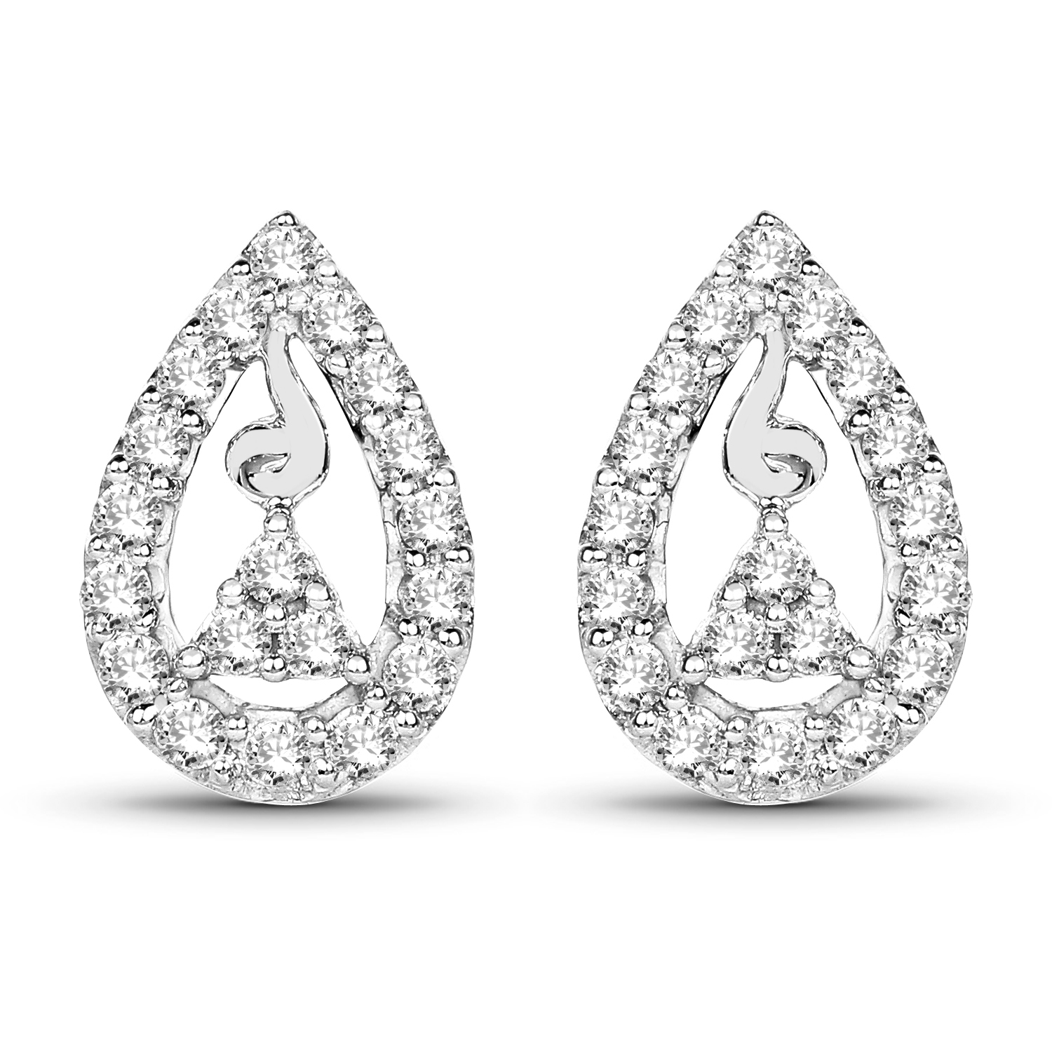 0.39 Carat Genuine White Diamond 14K White Gold Earrings (G-H Color, SI1-SI2 Clarity)