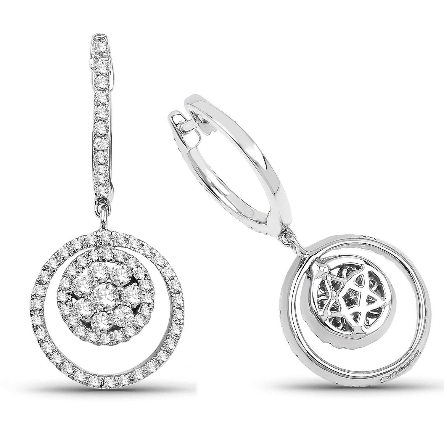 0.66 Carat Genuine White Diamond 14K White Gold Earrings (G-H Color, SI1-SI2 Clarity)