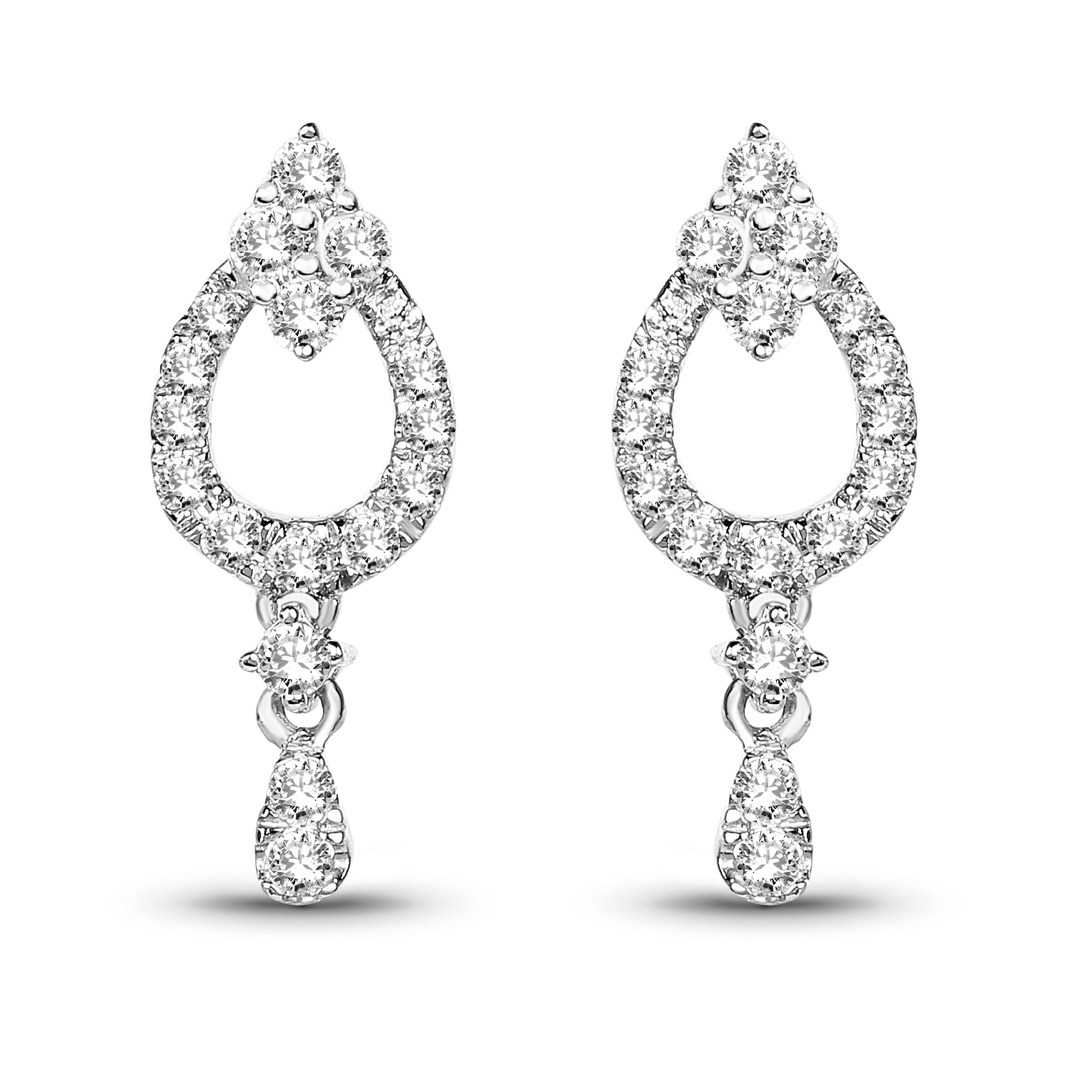 0.34 Carat Genuine White Diamond 14K White Gold Earrings (G-H Color, SI1-SI2 Clarity)