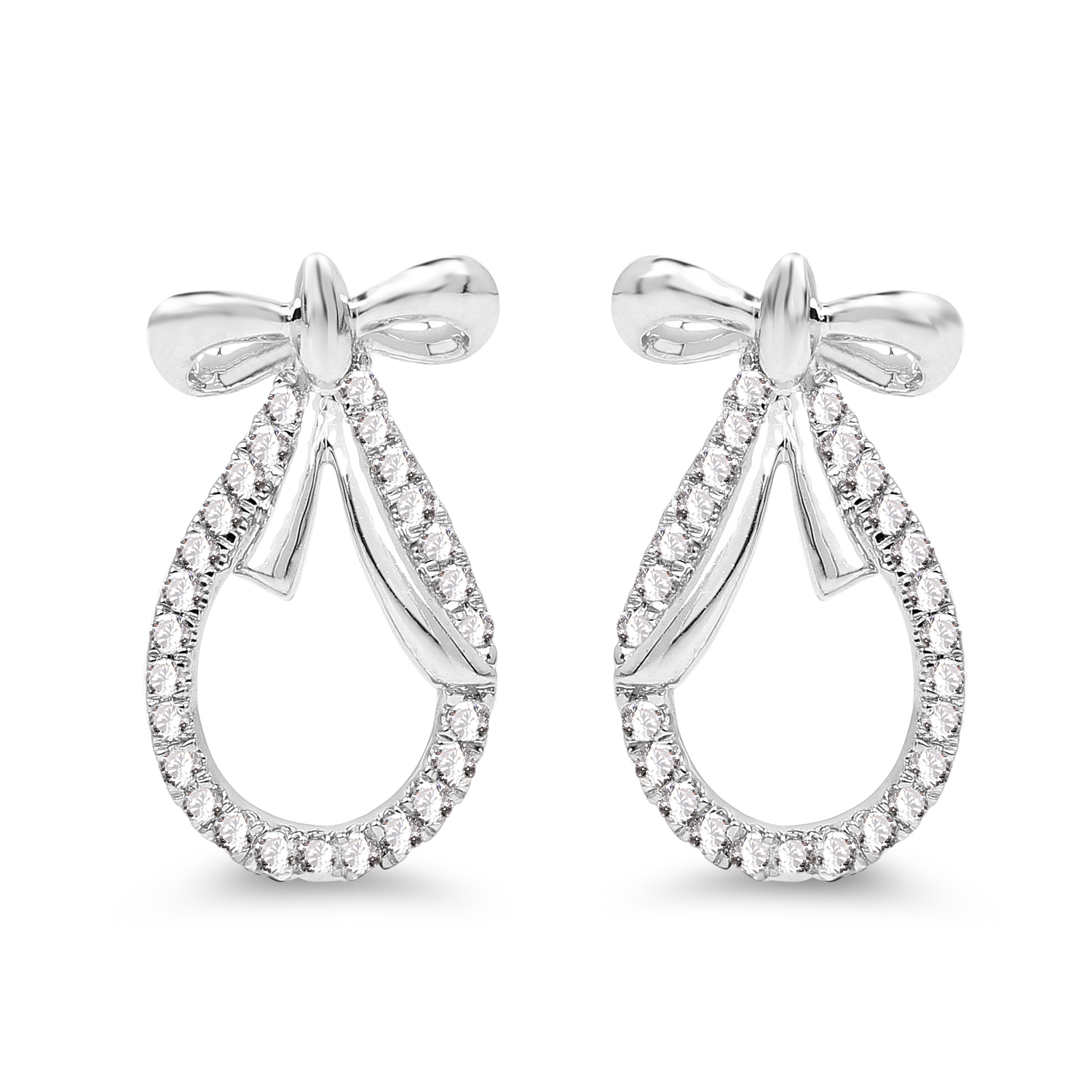 0.21 Carat Genuine White Diamond 14K White Gold Earrings (G-H Color, SI1-SI2 Clarity)