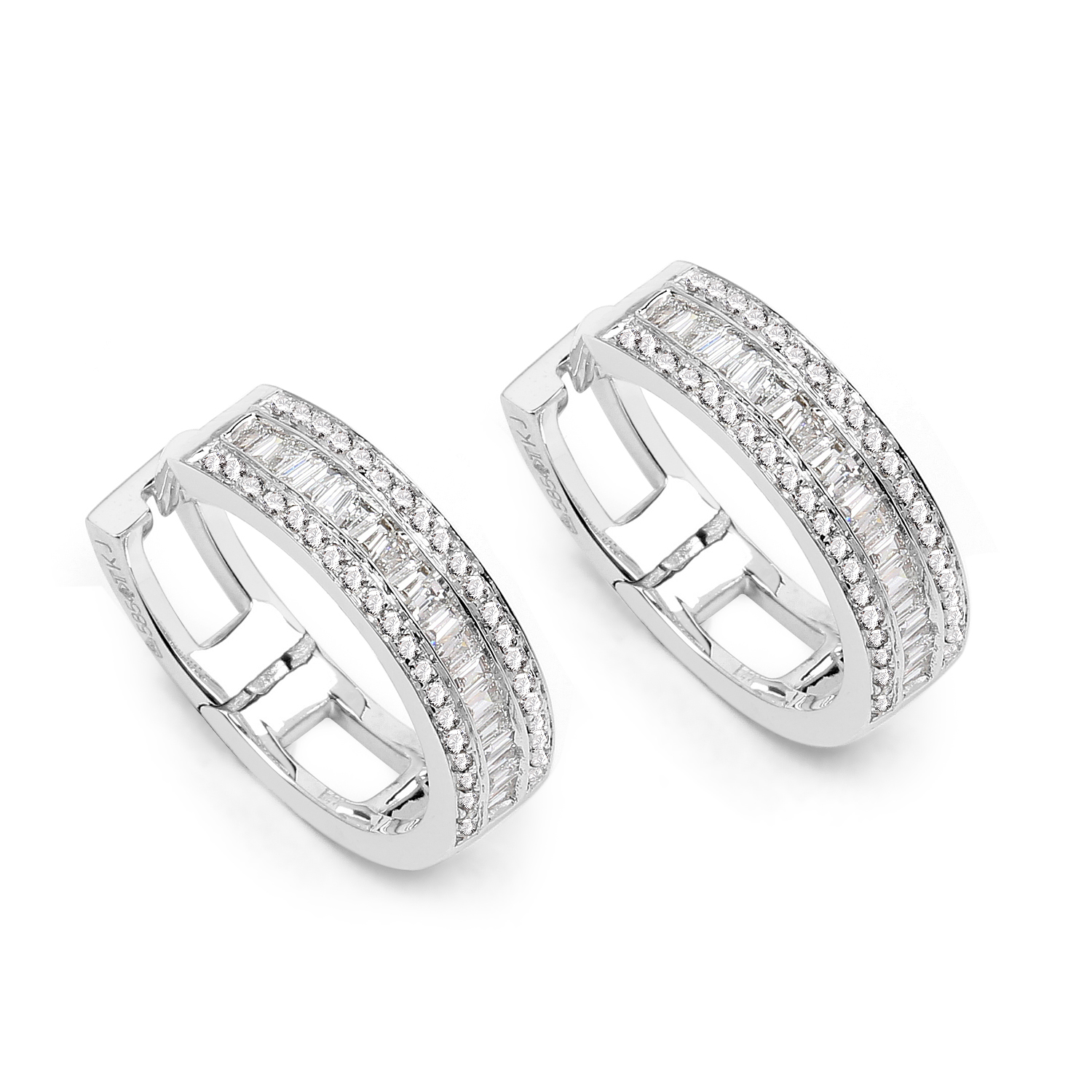 1.01 Carat Genuine White Diamond 14K White Gold Earrings (G-H Color, SI1-SI2 Clarity)