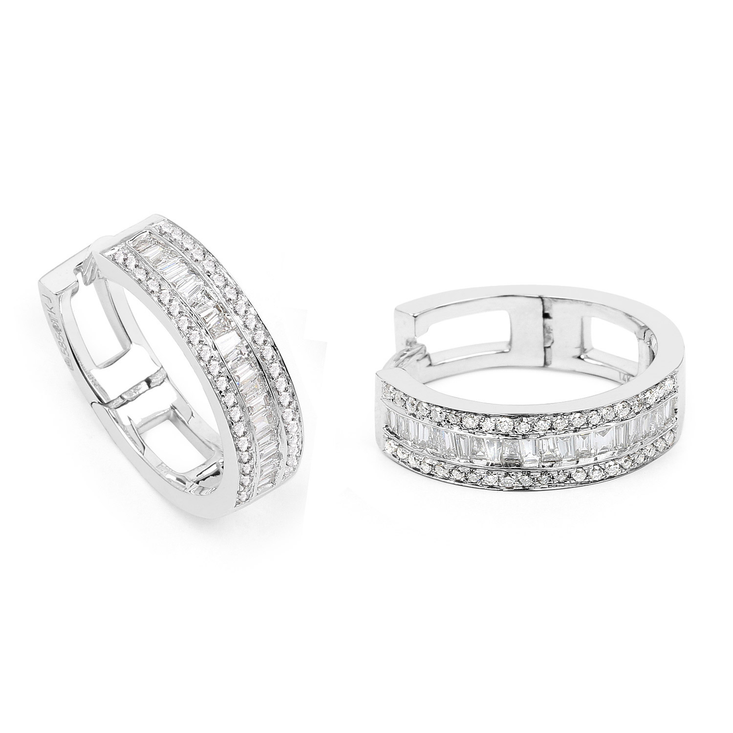 1.01 Carat Genuine White Diamond 14K White Gold Earrings (G-H Color, SI1-SI2 Clarity)