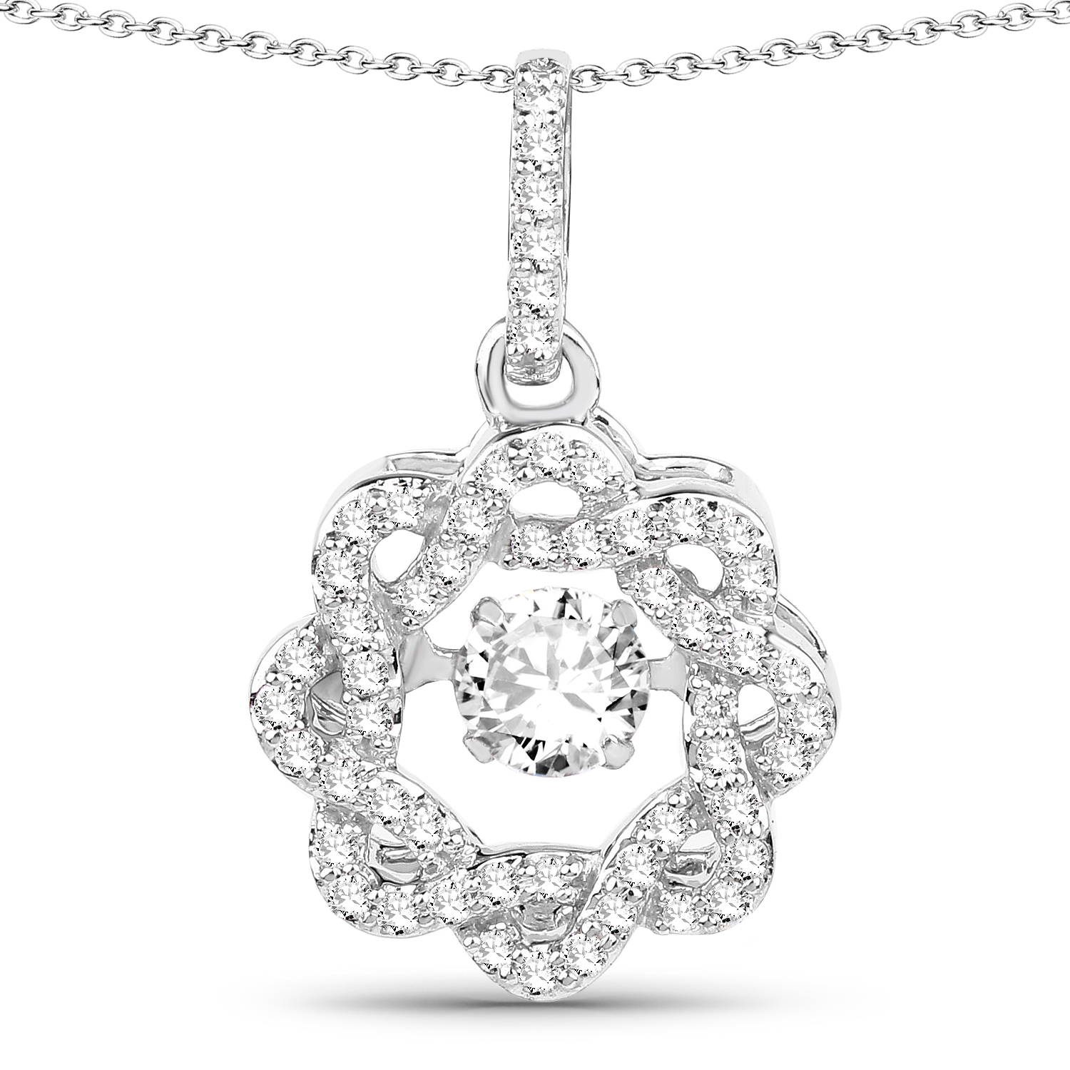 0.46 Carat Genuine White Diamond 14K White Gold Pendant (G-H Color, SI1-SI2 Clarity)
