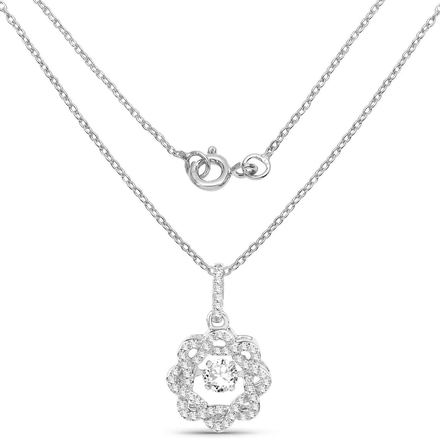 0.46 Carat Genuine White Diamond 14K White Gold Pendant (G-H Color, SI1-SI2 Clarity)